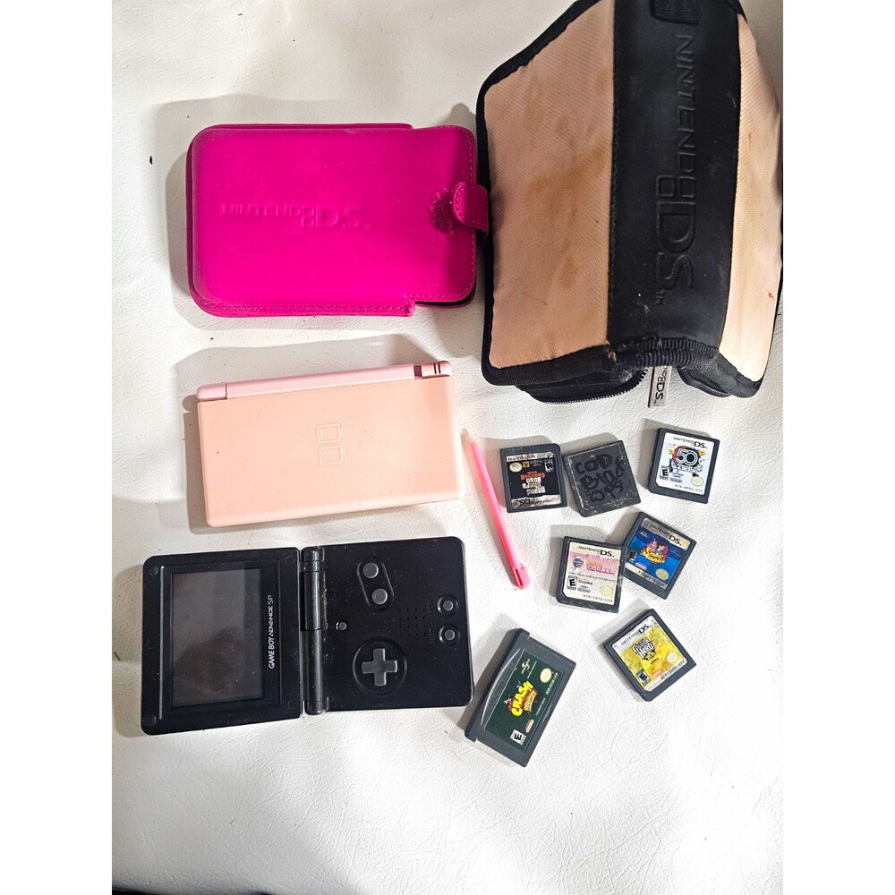 Nintendo DS Wi-Fi UNTESTED Console Lot w/ Games, Cases, Stylus & Memory Cards
